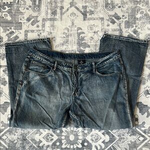 Buffalo David Bitton Relaxed Acid Washed Blue Jeans